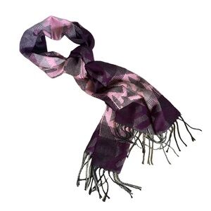 Cejon Geometric Soft Knit Fringe Scarf NWT Macy’s Purple & Pink Accent Piece